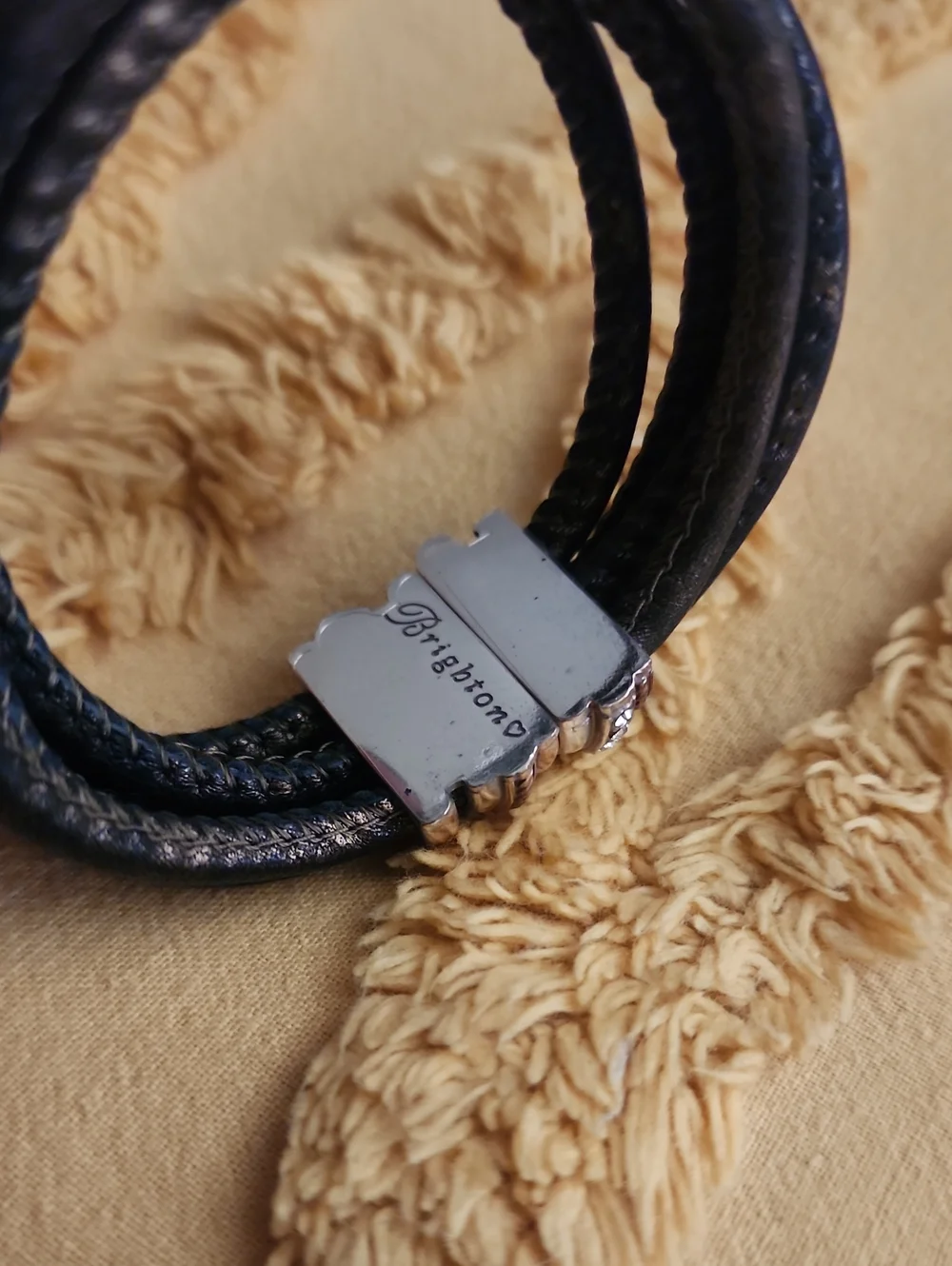 New Brighton Neptune's Rings Leather Bracelet with Crystals